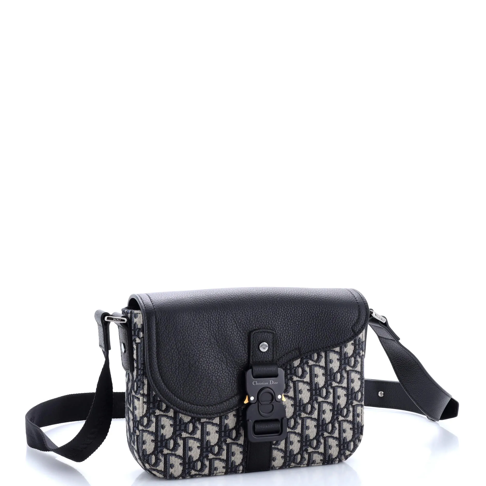 Saddle Buckle Flap Messenger Bag Oblique Canvas and Leather Medium