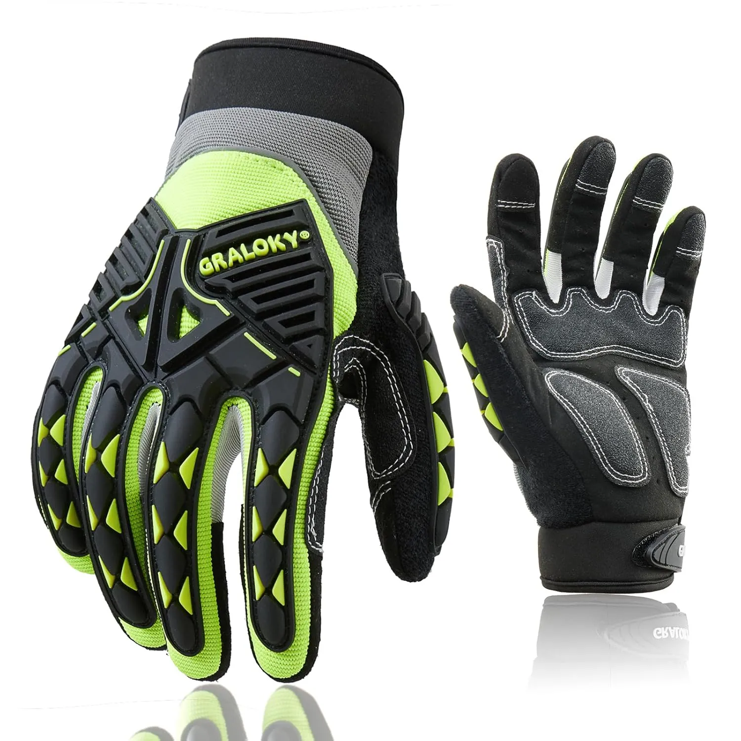 Safety Work Gloves Men Women, TPR Impact Gloves for Men Women, Anti-Vibration Gloves, Touch Screen Heavy Duty Work Glove for Gardening Construction Mechanic, Leather Tactical Glove,X-Large