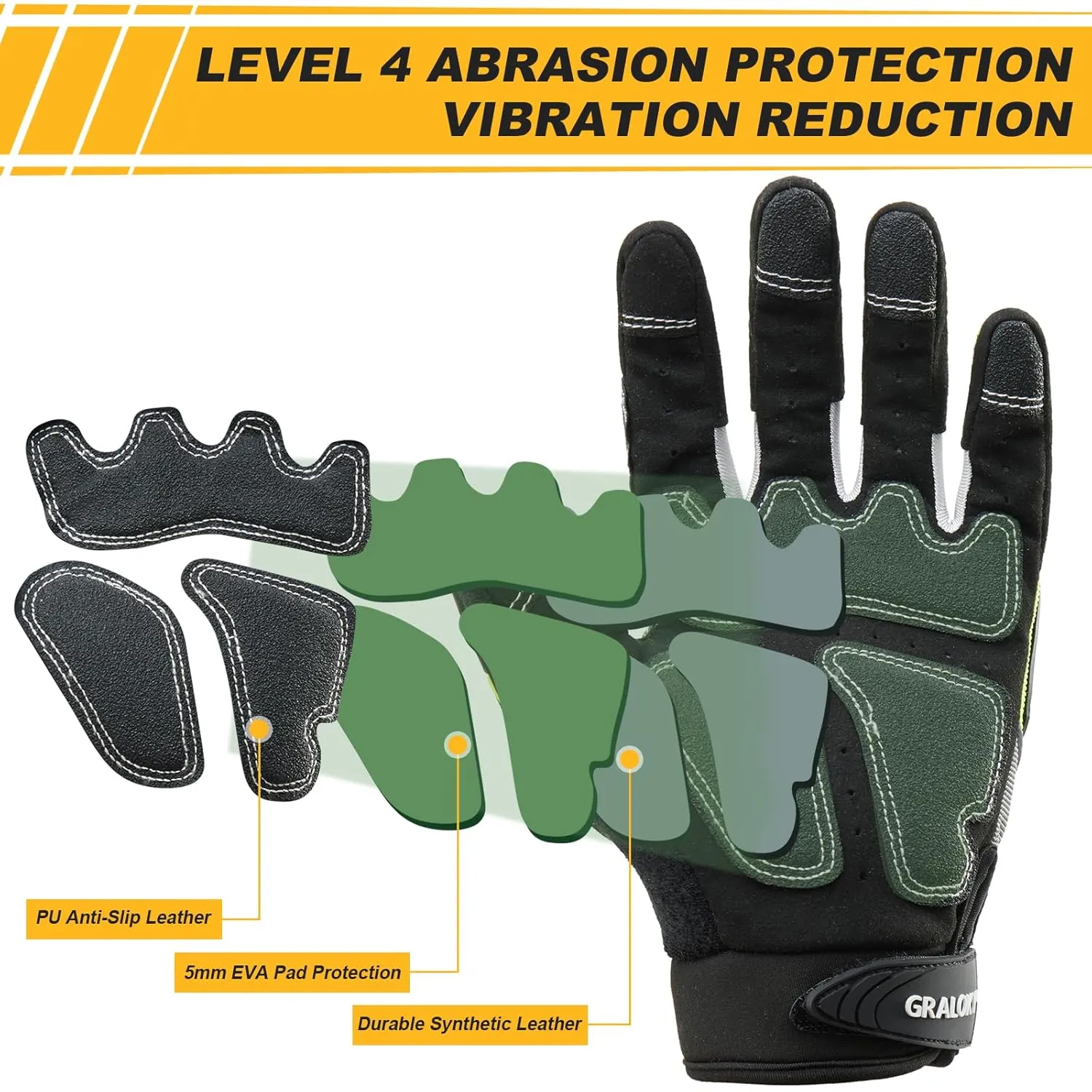Safety Work Gloves Men Women, TPR Impact Gloves for Men Women, Anti-Vibration Gloves, Touch Screen Heavy Duty Work Glove for Gardening Construction Mechanic, Leather Tactical Glove,X-Large