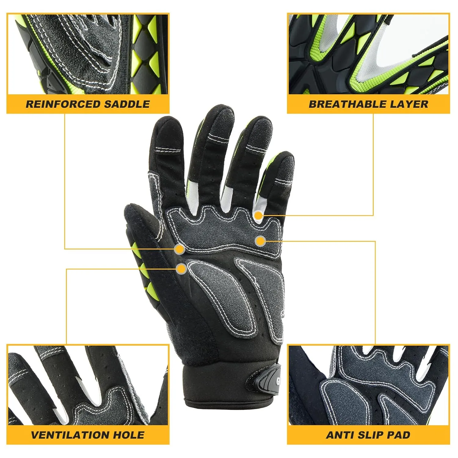 Safety Work Gloves Men Women, TPR Impact Gloves for Men Women, Anti-Vibration Gloves, Touch Screen Heavy Duty Work Glove for Gardening Construction Mechanic, Leather Tactical Glove,X-Large
