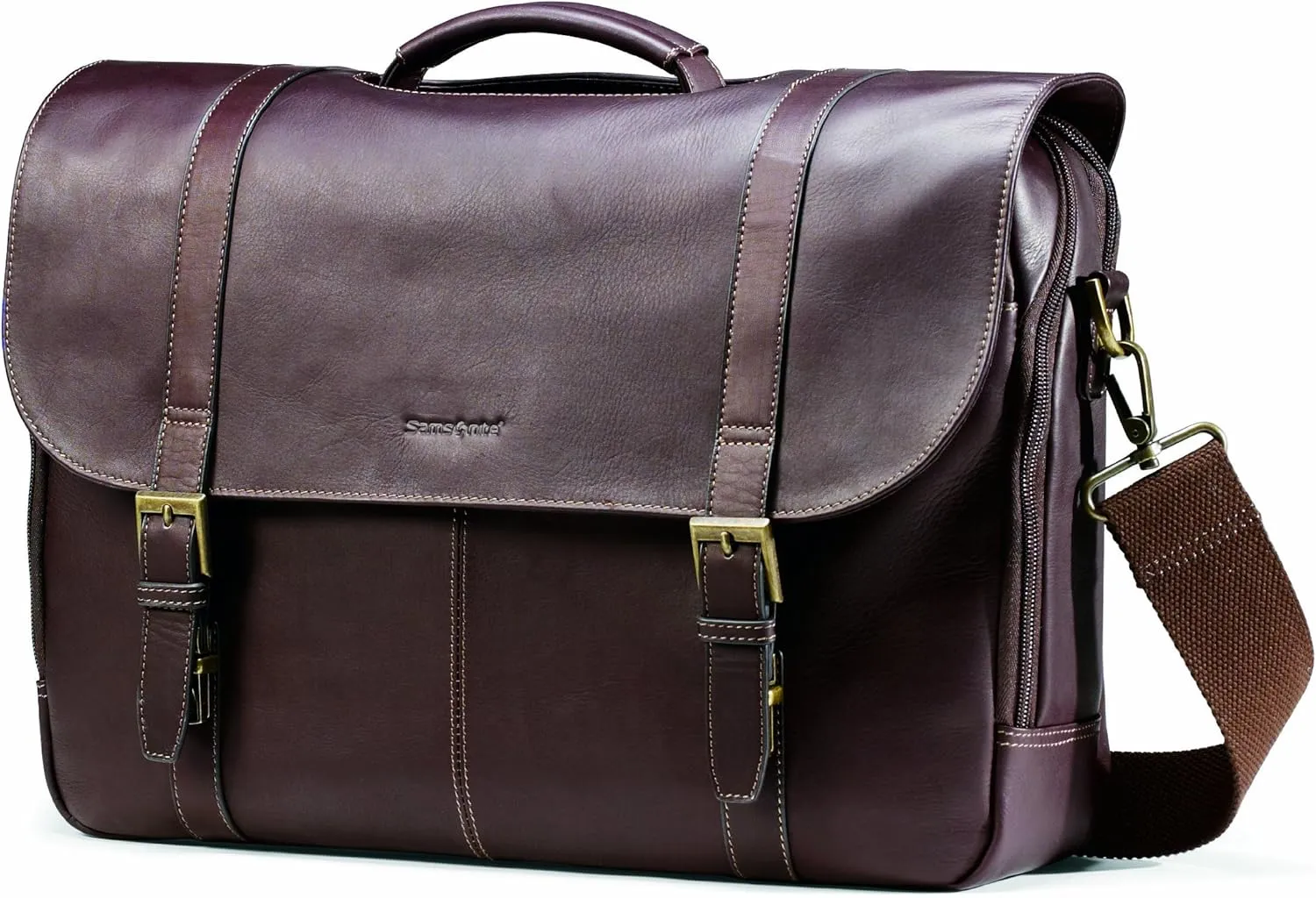Samsonite Colombian Leather Flap-Over Messenger Bag