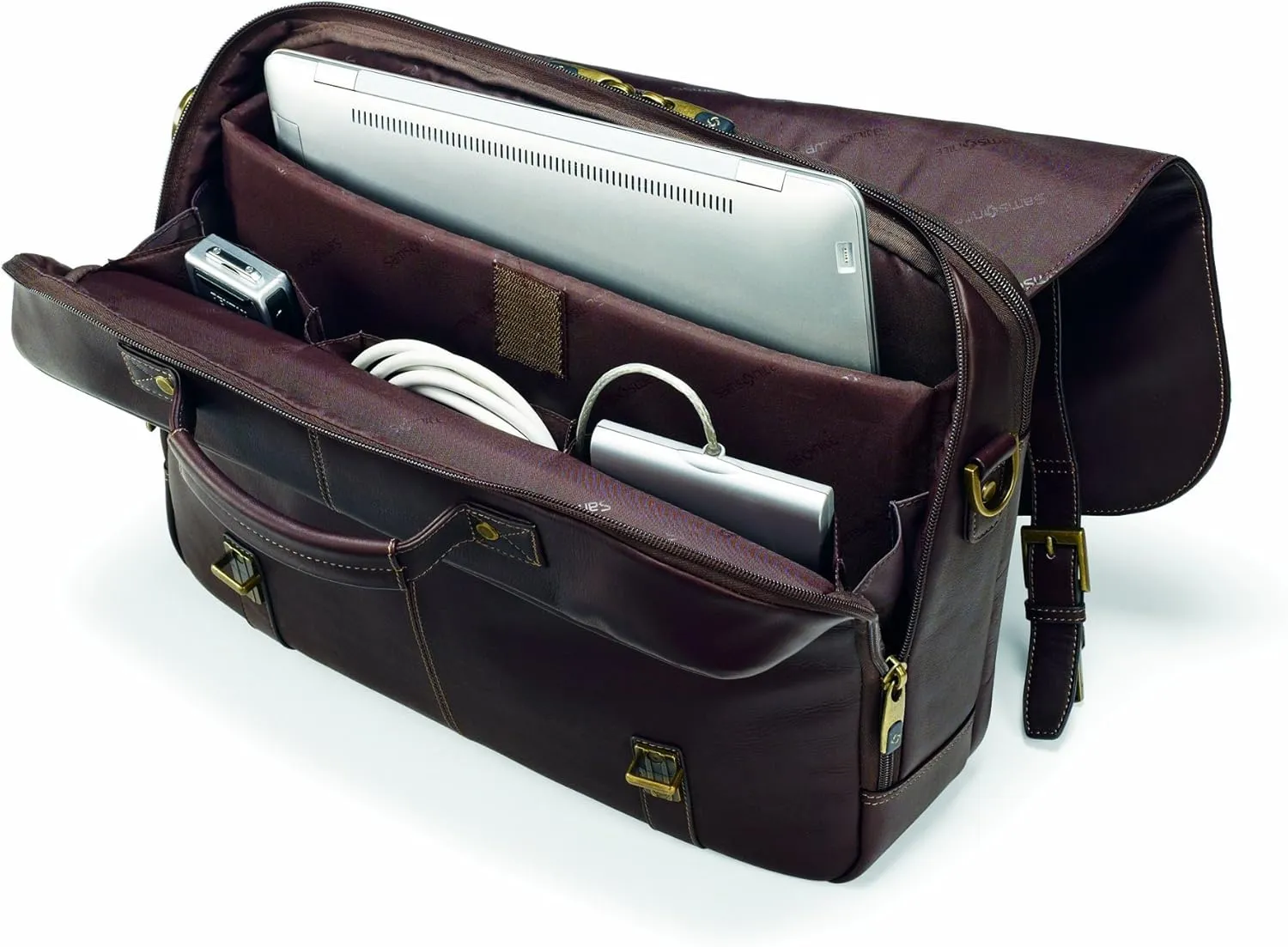 Samsonite Colombian Leather Flap-Over Messenger Bag