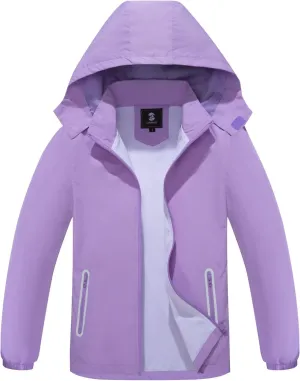 SaphiRose Kids Rain Jacket Waterproof Raincoat Mesh Lined Coat with Removable Hood for Boys Girls