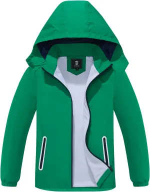 SaphiRose Kids Rain Jacket Waterproof Raincoat Mesh Lined Coat with Removable Hood for Boys Girls