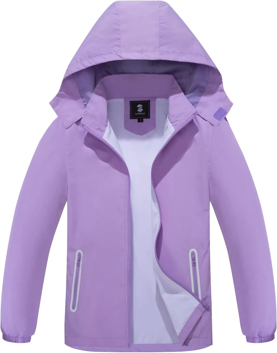 SaphiRose Kids Rain Jacket Waterproof Raincoat Mesh Lined Coat with Removable Hood for Boys Girls