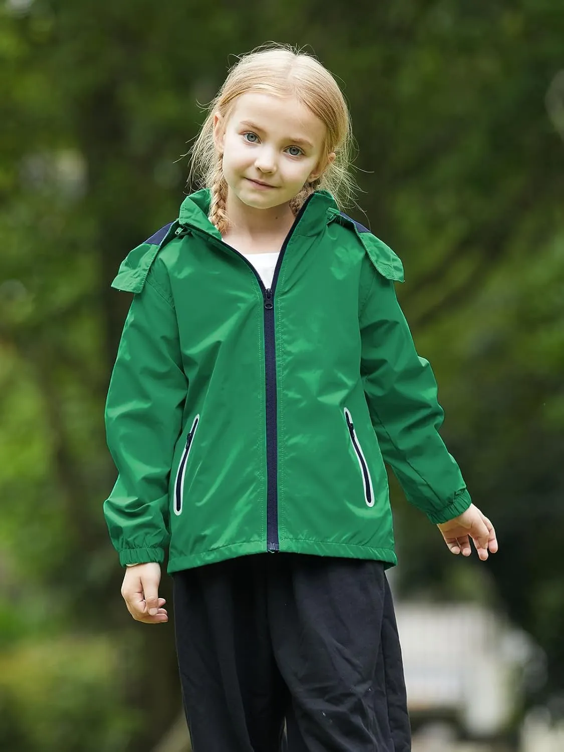 SaphiRose Kids Rain Jacket Waterproof Raincoat Mesh Lined Coat with Removable Hood for Boys Girls