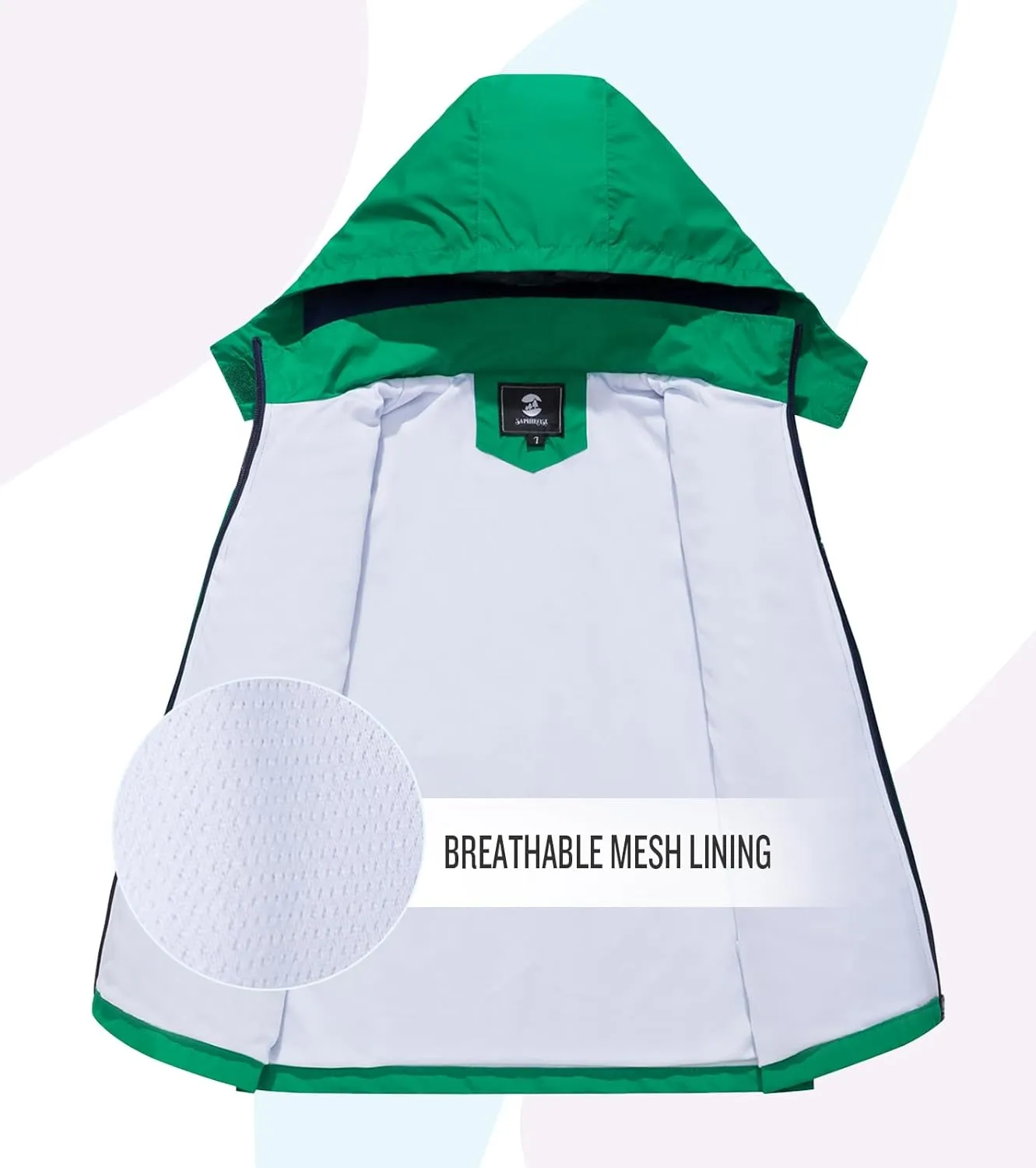 SaphiRose Kids Rain Jacket Waterproof Raincoat Mesh Lined Coat with Removable Hood for Boys Girls
