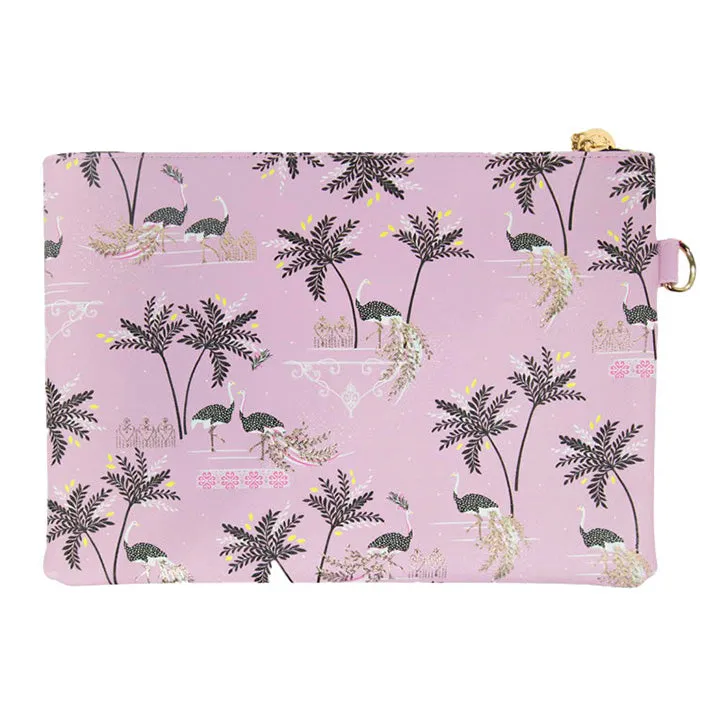 SAVANA LARGE POUCH - OSTRICH & PALMS