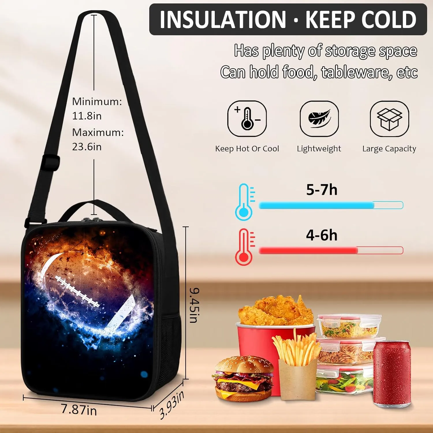 School Backpack for Boys - 4pcs Ameriacn Football Boys Backpack with Lunch Box and Pencil Case for Kids Children Teens Elementary Middle School - Students Bag for Ages 6-18,17″Bookbag Travel Back Pack
