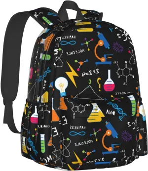 Science Chemistry Biology Physics Pattern Multipurpose School Bag Bookbag for Teenage Boys Girls Daily Backpack