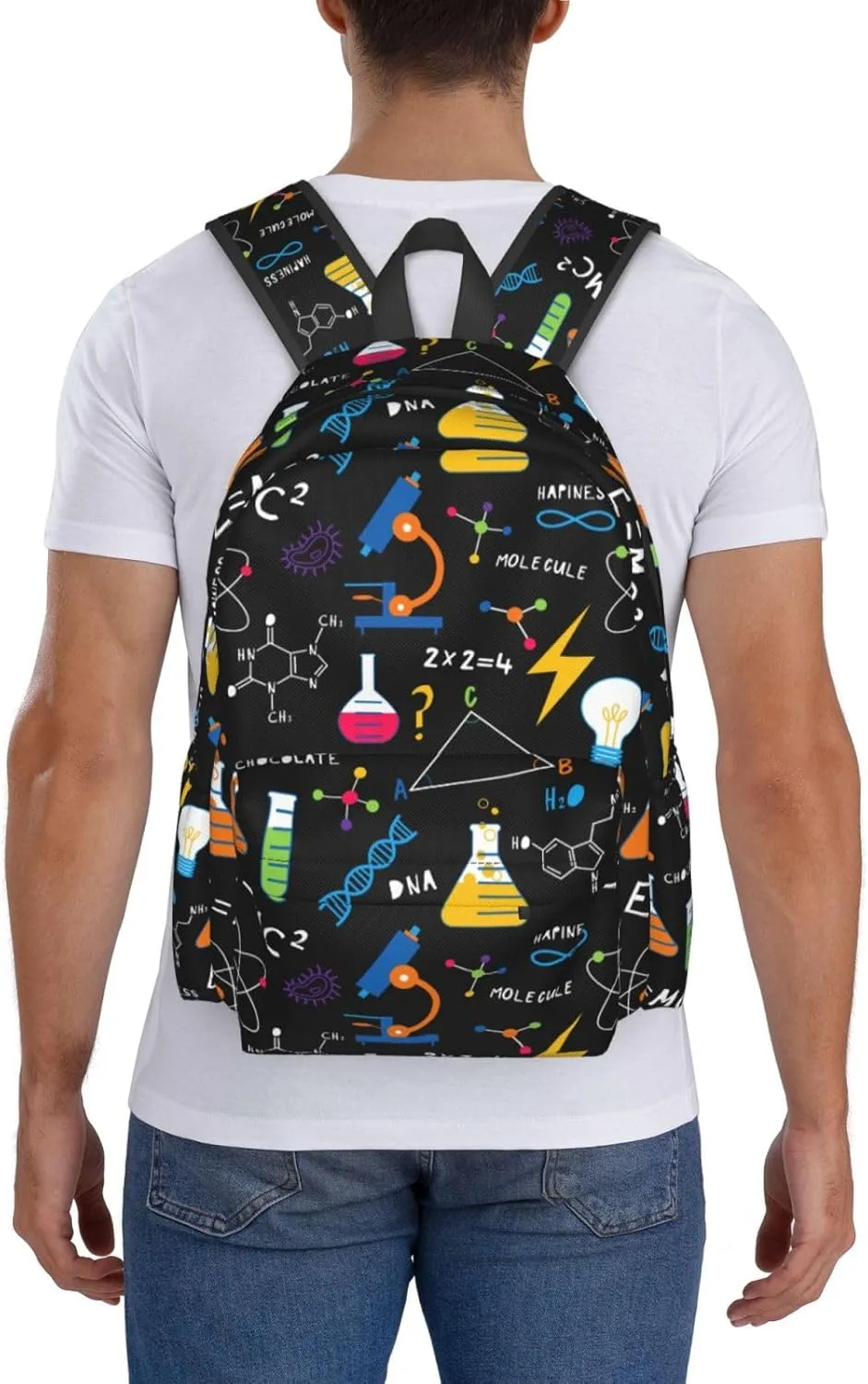 Science Chemistry Biology Physics Pattern Multipurpose School Bag Bookbag for Teenage Boys Girls Daily Backpack