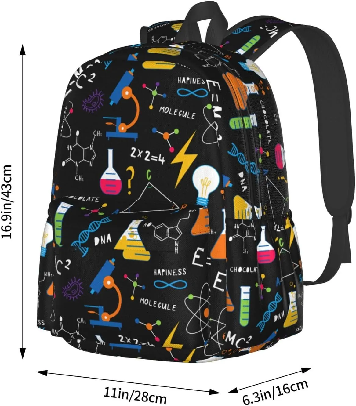 Science Chemistry Biology Physics Pattern Multipurpose School Bag Bookbag for Teenage Boys Girls Daily Backpack