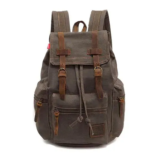Scione Vintage Travel Backpacks Men Fashion Canvas School Laptop Drawstring Bagpack Large Capacity Retro Teenager Shoulder Bags