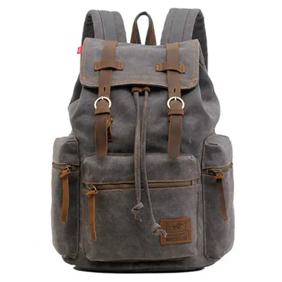 Scione Vintage Travel Backpacks Men Fashion Canvas School Laptop Drawstring Bagpack Large Capacity Retro Teenager Shoulder Bags