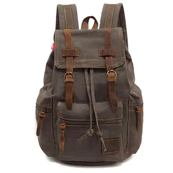 Scione Vintage Travel Backpacks Men Fashion Canvas School Laptop Drawstring Bagpack Large Capacity Retro Teenager Shoulder Bags