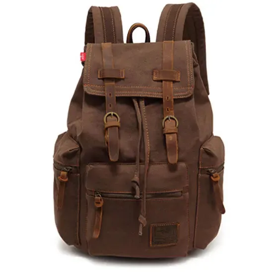 Scione Vintage Travel Backpacks Men Fashion Canvas School Laptop Drawstring Bagpack Large Capacity Retro Teenager Shoulder Bags