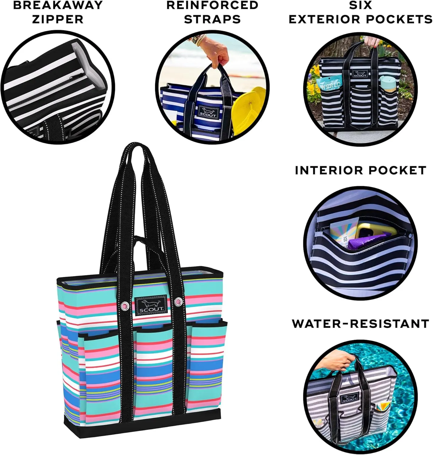 SCOUT Pocket Rocket - Work Tote For Women - 6 Exterior Pockets - Large Travel, Nurse, Teacher, Mom Bag