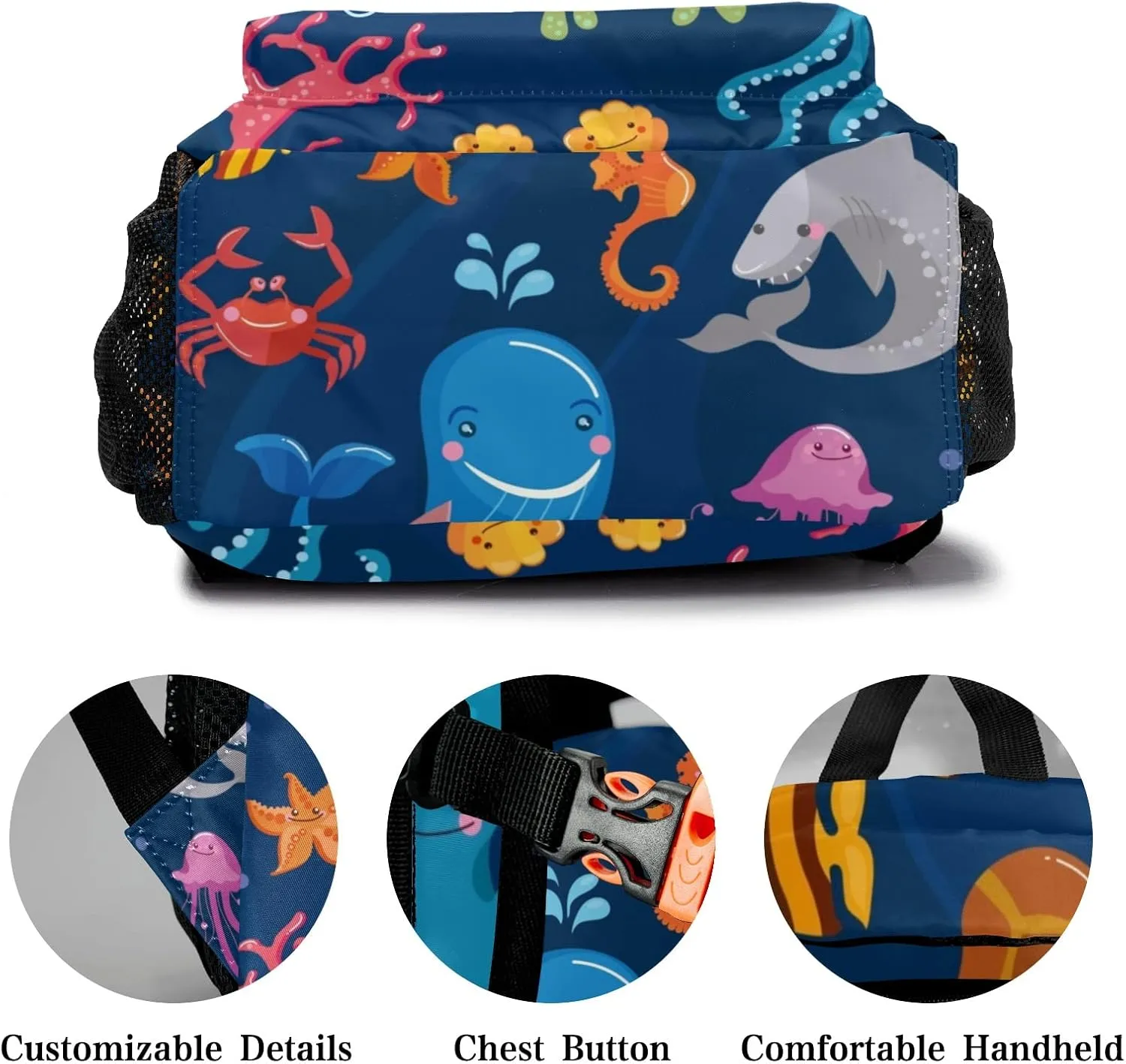 Sea Turtle Whales Personalized Kids School Backpack Custom Name for Boys Girls Primary Daypack Bookbag Travel Bag