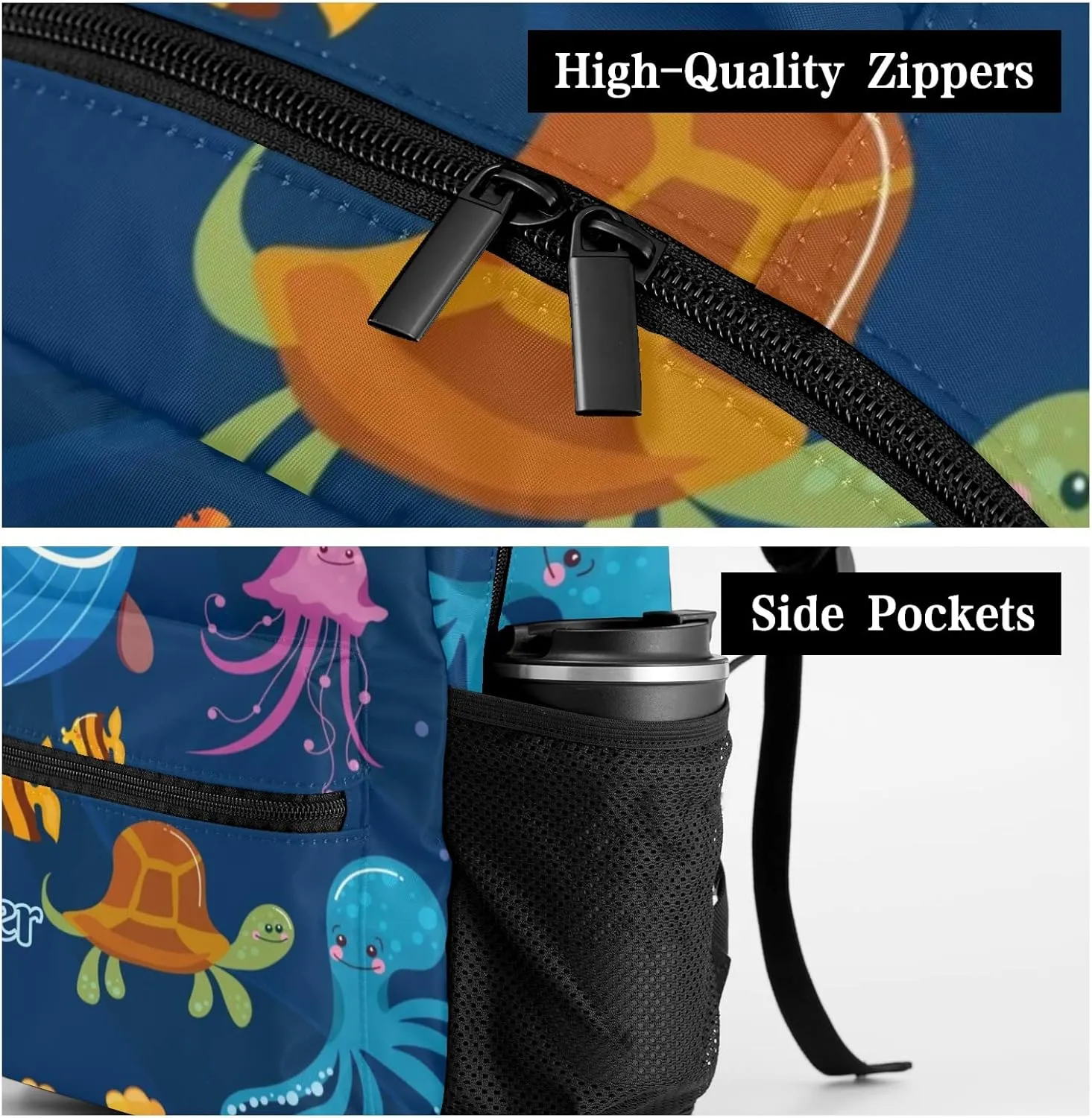 Sea Turtle Whales Personalized Kids School Backpack Custom Name for Boys Girls Primary Daypack Bookbag Travel Bag