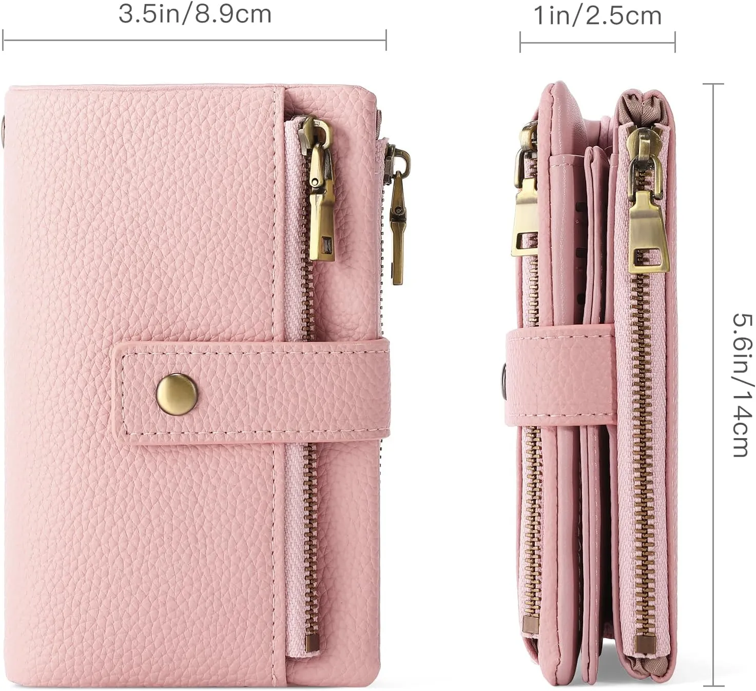 SENDEFN Small Wallet for Women Leather RFID Blocking Wristlet Wallet Credit Card Holder with Double Zipper Coin Purse Ladies Bifold Purse