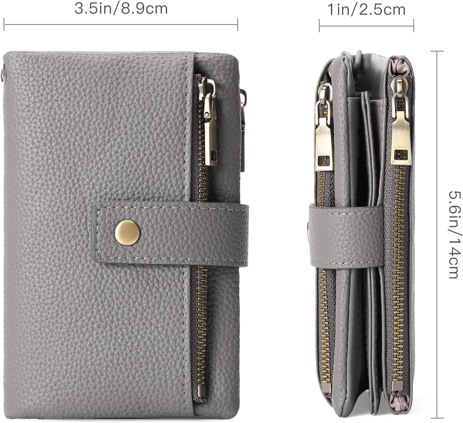 SENDEFN Small Wallet for Women Leather RFID Blocking Wristlet Wallet Credit Card Holder with Double Zipper Coin Purse Ladies Bifold Purse