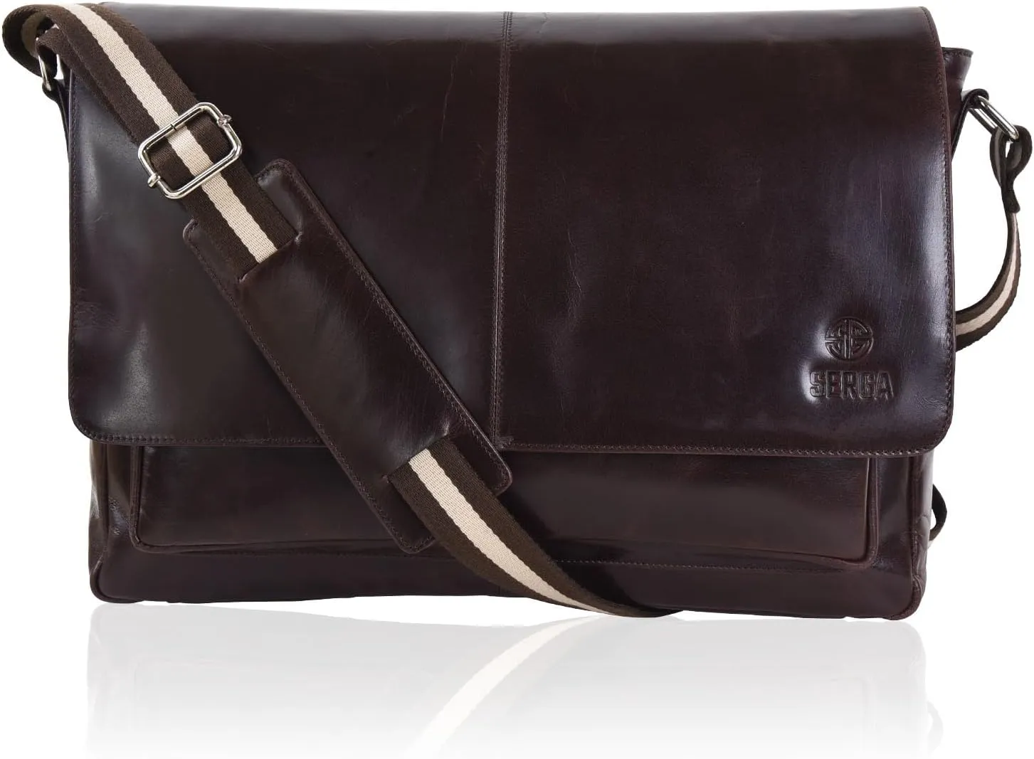 SERGA Real Leather Messenger Laptop Bag for Men & Women LEGACY