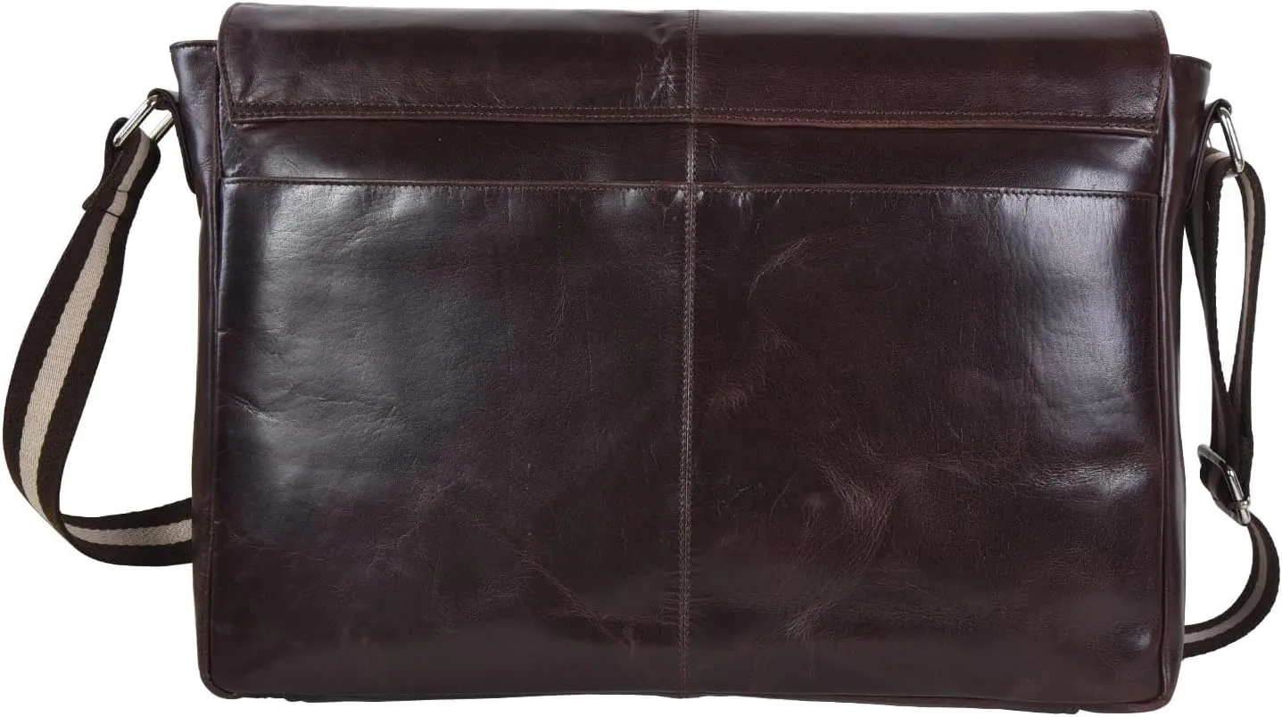 SERGA Real Leather Messenger Laptop Bag for Men & Women LEGACY