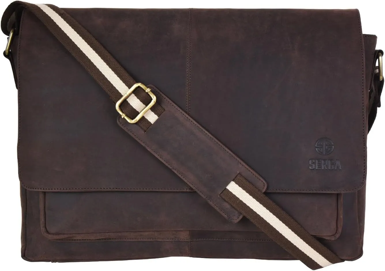 SERGA Real Leather Messenger Laptop Bag for Men & Women LEGACY