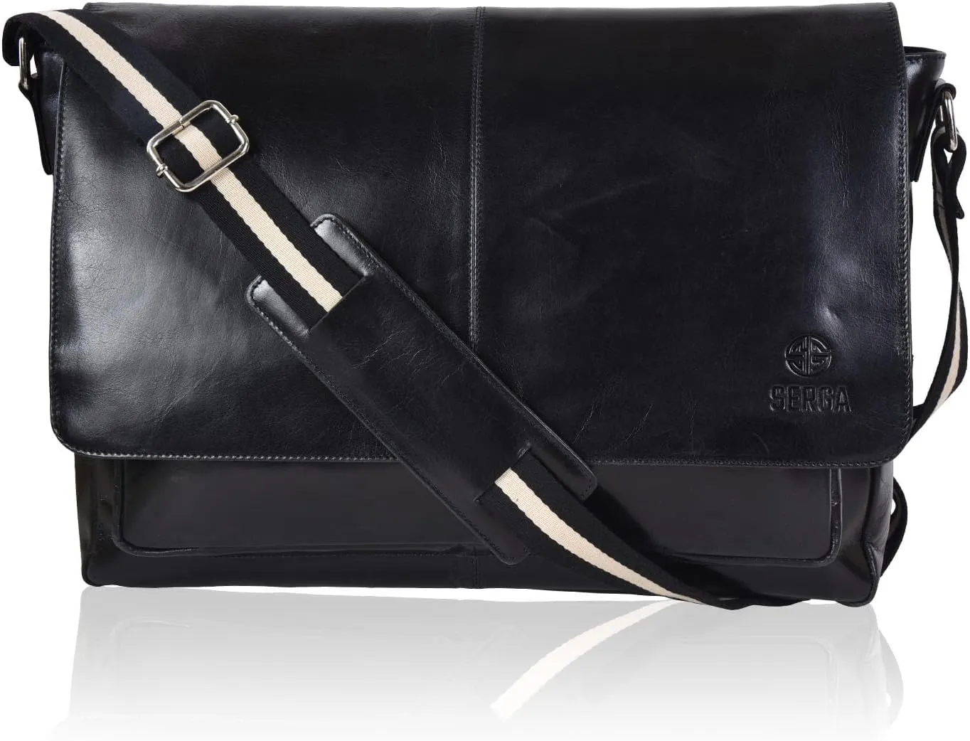 SERGA Real Leather Messenger Laptop Bag for Men & Women LEGACY