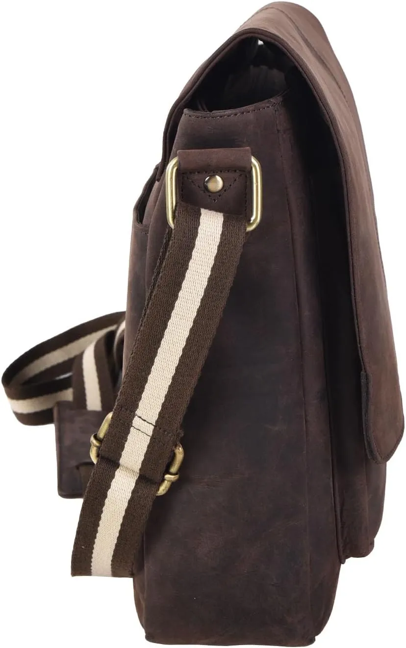 SERGA Real Leather Messenger Laptop Bag for Men & Women LEGACY