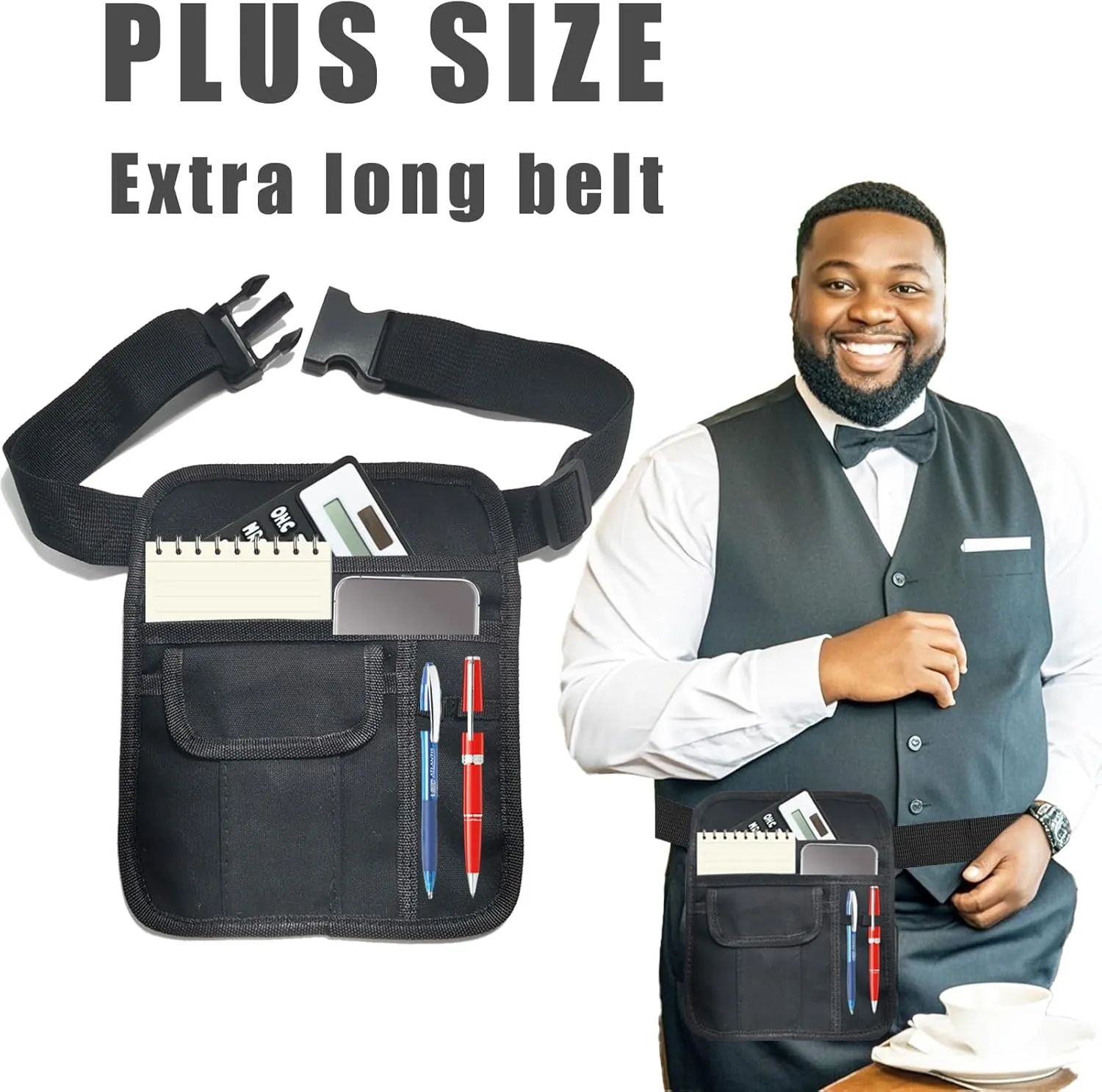 Server Waist Pouch, Server Apron Short Pocket Apron, server pouch Aprons with Pockets Adjustable Belt Waitress Apron Pouch Utility Belt Pouch Tool Bag Waist for Waiter