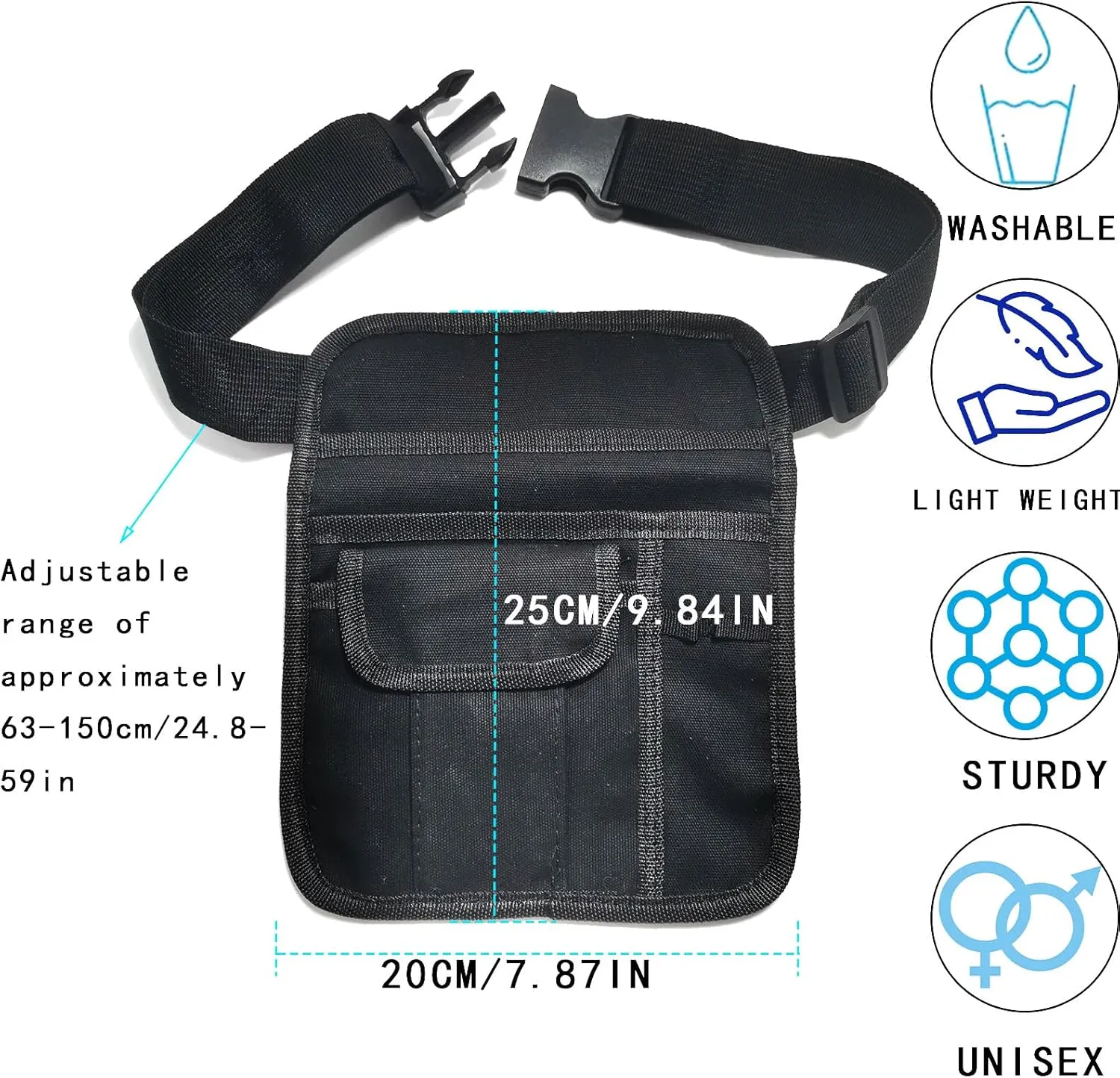 Server Waist Pouch, Server Apron Short Pocket Apron, server pouch Aprons with Pockets Adjustable Belt Waitress Apron Pouch Utility Belt Pouch Tool Bag Waist for Waiter