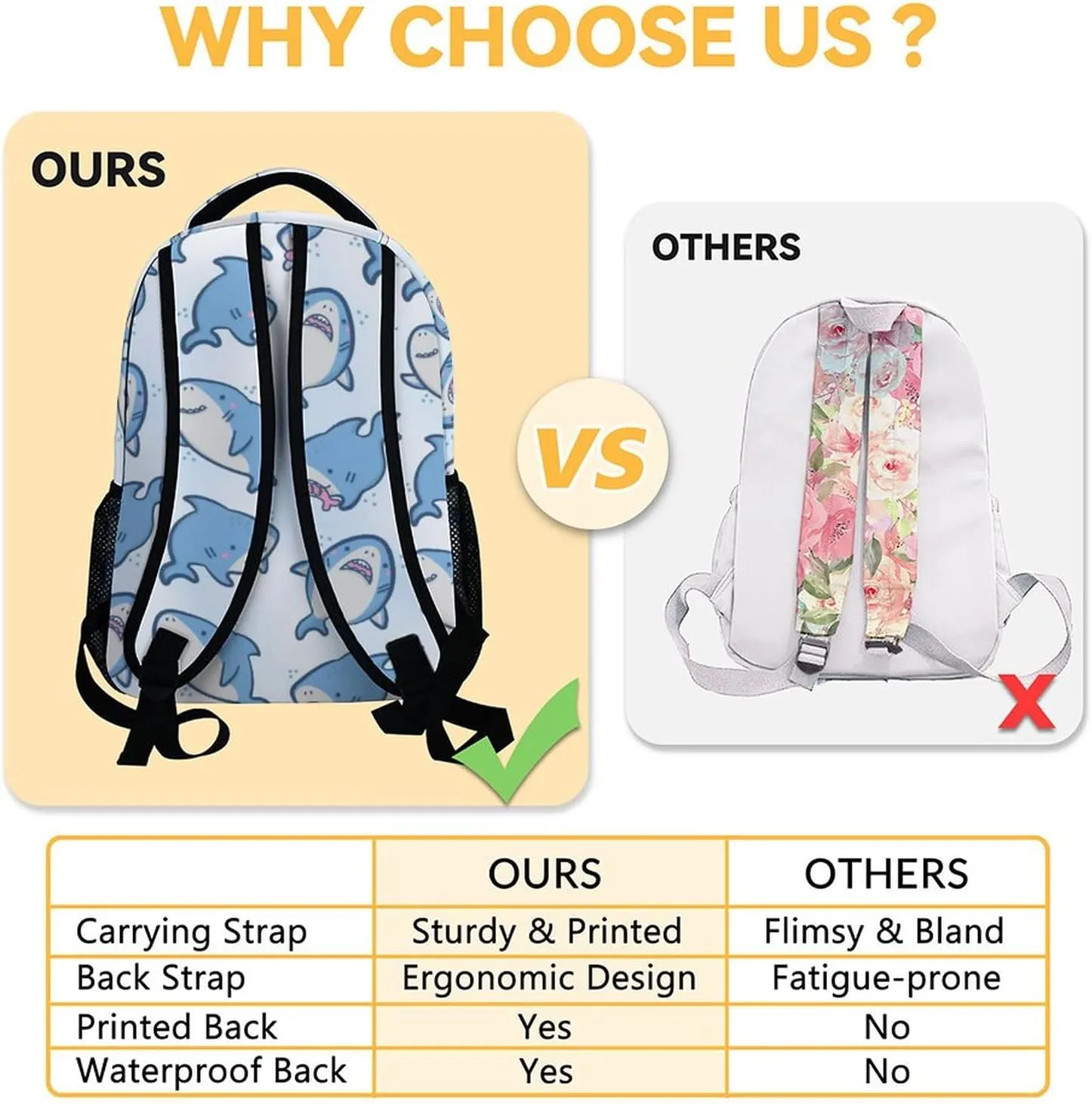 Shark Backpack for Girls Boys - 16 Inch Blue Backpacks for School - Cute Lightweight Durable Bookbag for Kids