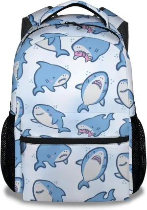 Shark Backpack for Girls Boys - 16 Inch Blue Backpacks for School - Cute Lightweight Durable Bookbag for Kids