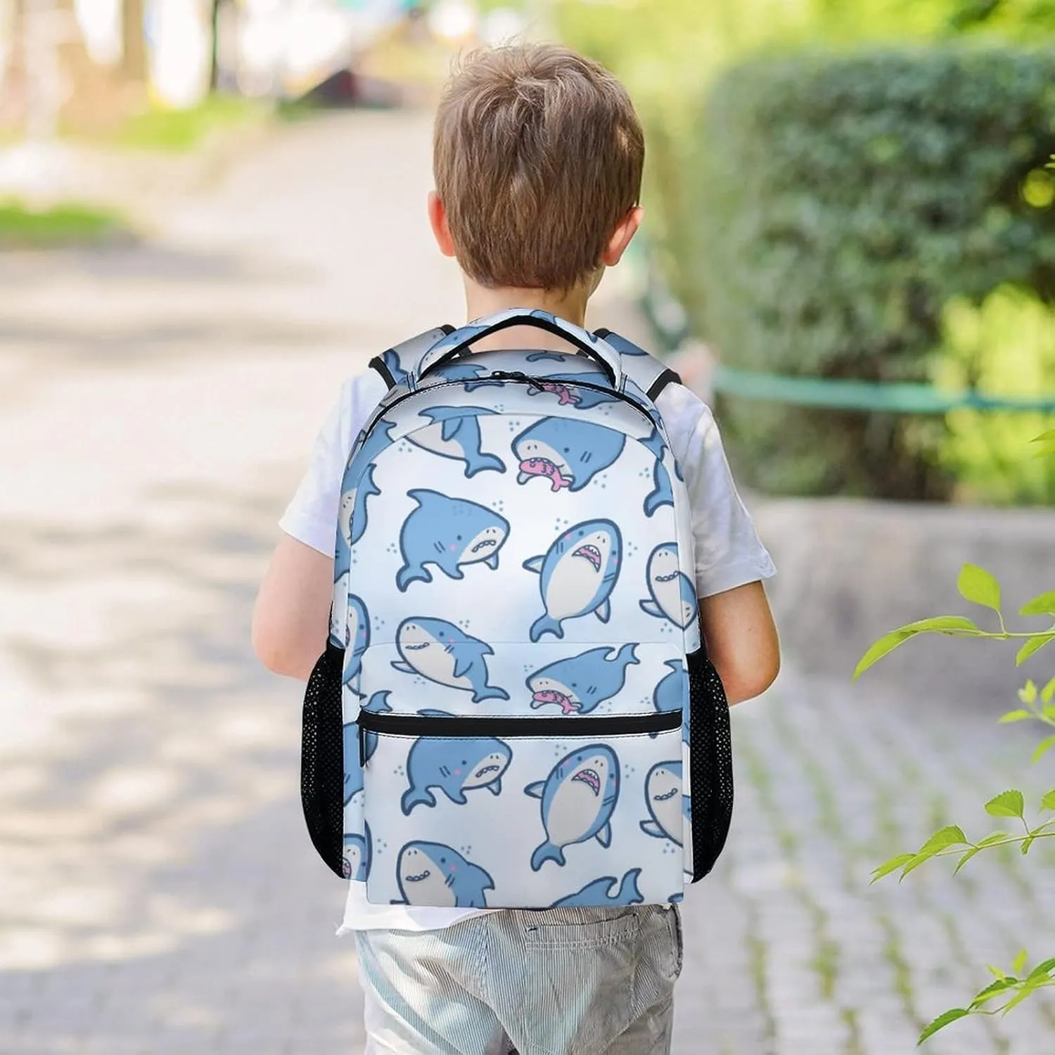 Shark Backpack for Girls Boys - 16 Inch Blue Backpacks for School - Cute Lightweight Durable Bookbag for Kids