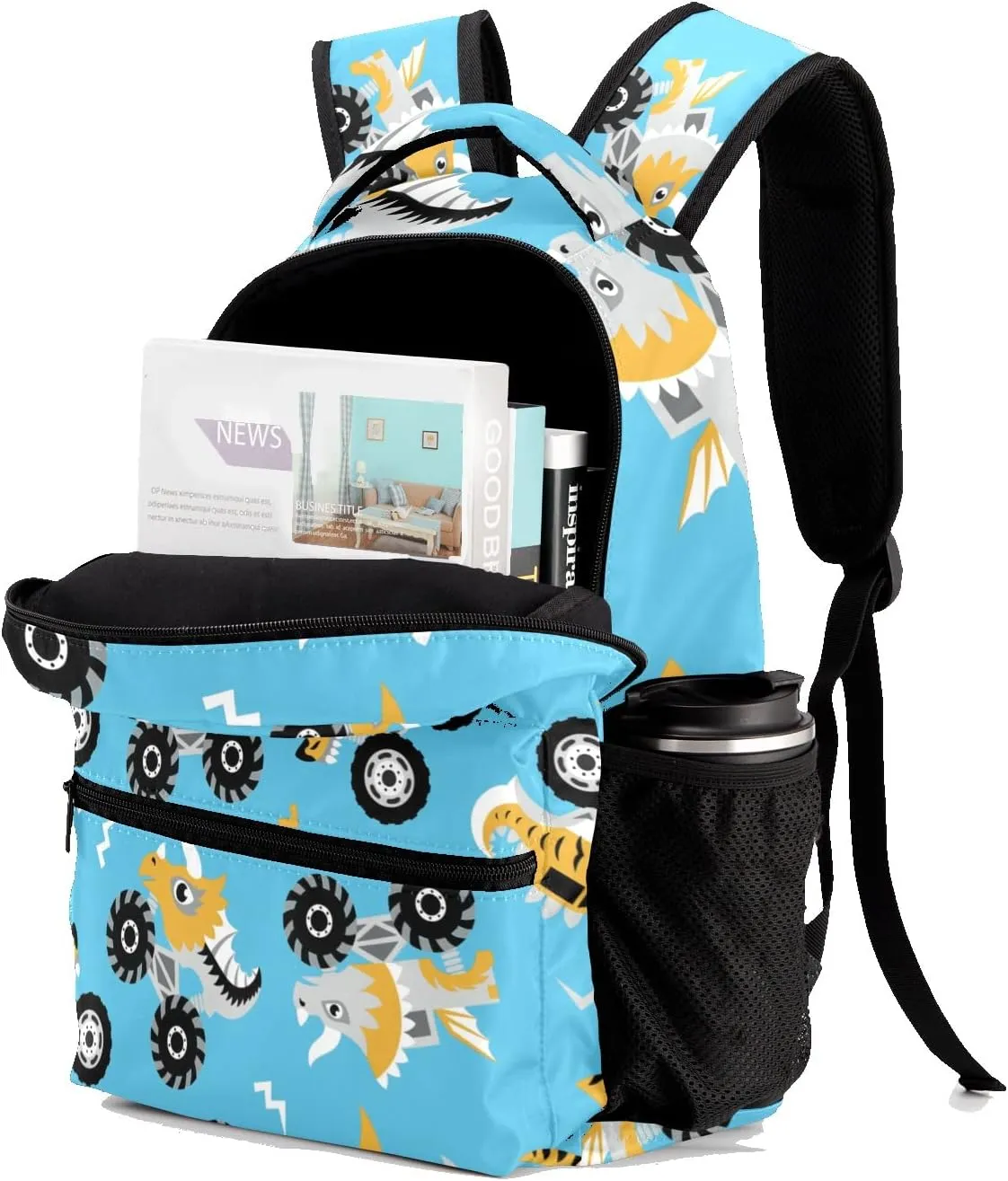 Shark Monster Cars Personalized Kids School Backpack Custom for Boys Girls Primary Daypack School Bookbag Travel Bag