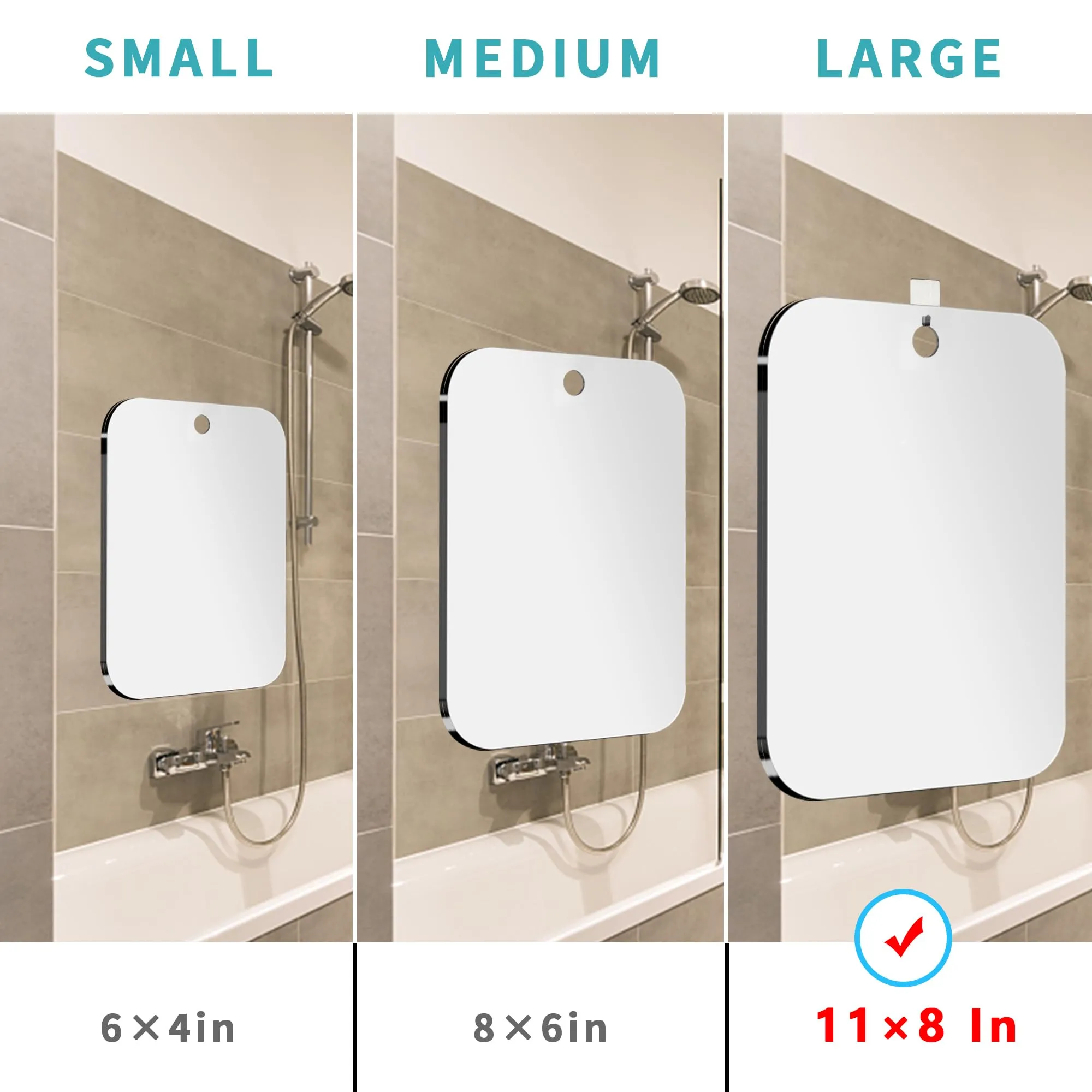 Shatterproof shower mirror fogless for shaving mirror (Larger,11"x8") Small Wall Hanging Camp Vanity Mirror,Unbreakable Plexiglass Makeup travel camping mirrors,men fog free handheld,Outdoor Showers