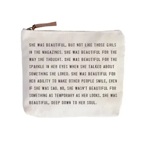 She Was Beautiful - Canvas Zip Bag