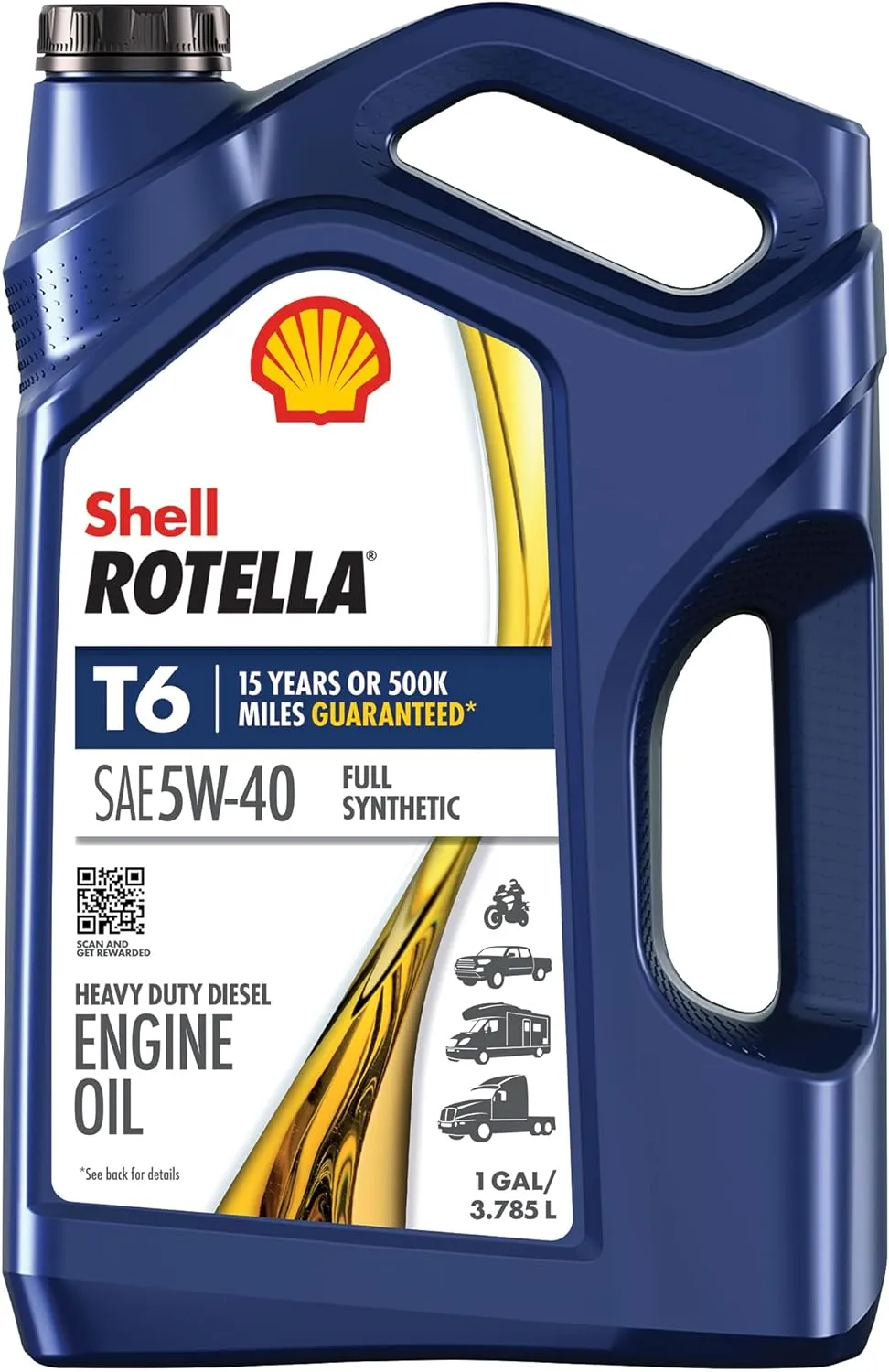 Shell Rotella T6 Full Synthetic 5W-40 Diesel Engine Oil, 1 Gallon
