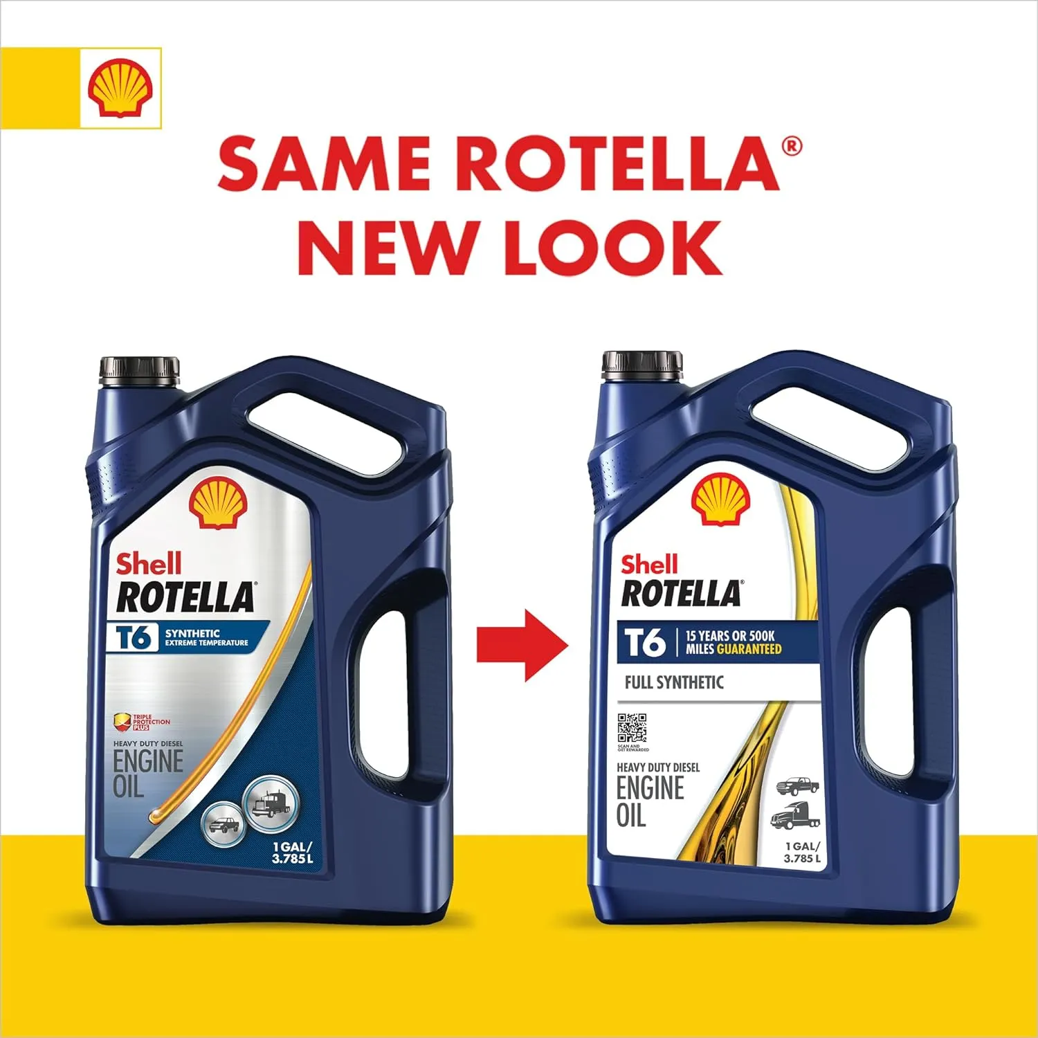 Shell Rotella T6 Full Synthetic 5W-40 Motor Oil, 1 Gallon (3 Pack)