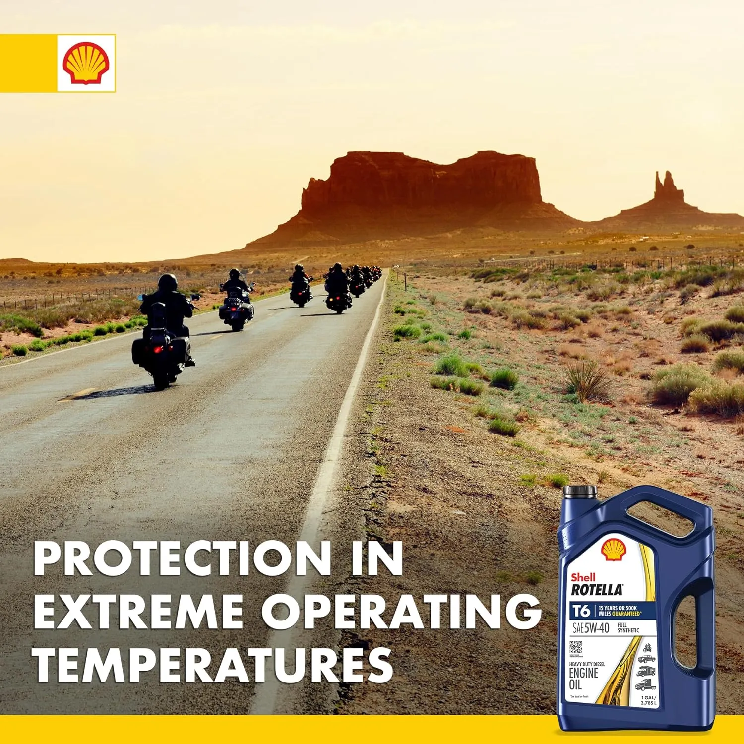 Shell Rotella T6 Full Synthetic 5W-40 Motor Oil, 1 Gallon (3 Pack)