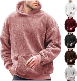 Sherpa Hoodie for Men Fleece Lined Winter Hooded Sweatshirts Comfy Warm Casual Thermal Pullover Sweater With Pocket