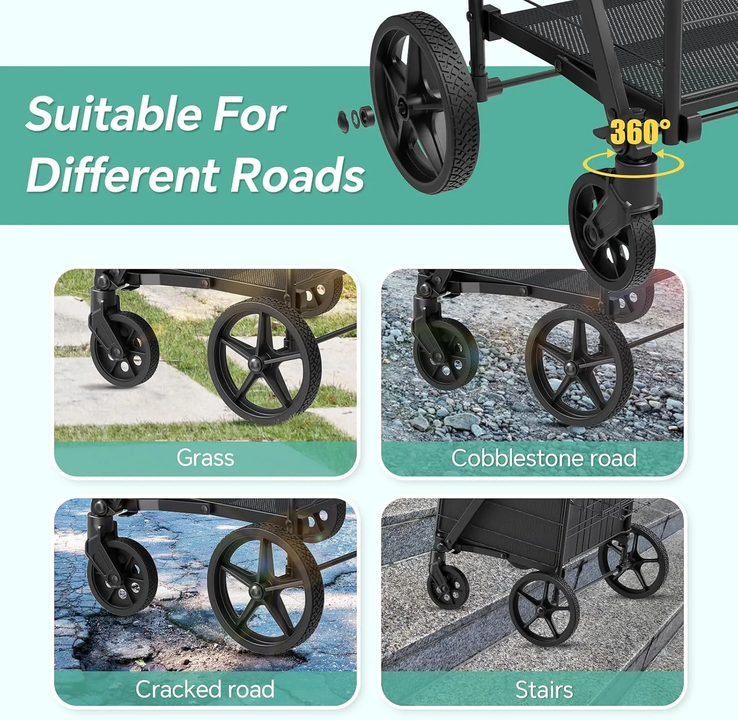 Shopping Carts for Groceries, Encrypted Bottom Grocery Cart with Waterproof Liner, Lightweight Folding Utility Cart with Rolling Swivel Wheels & Double Basket, Ideal Gift for Elderly, Women, Parents