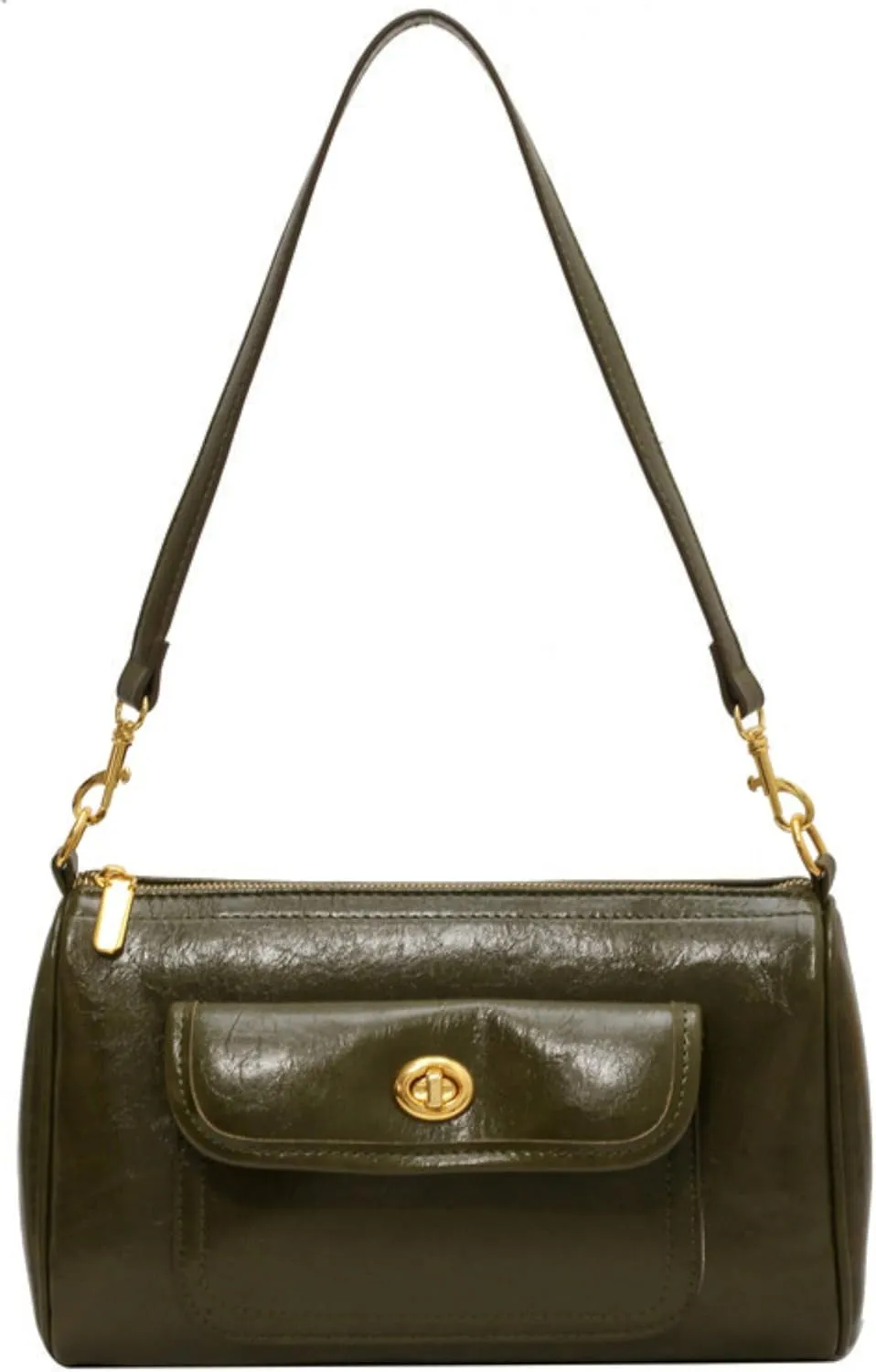 Shoulder Bag for Women - Green Small PU Leather Clutch Purse Adjustable Hobo Crossbody Handbag with Zipper Closure