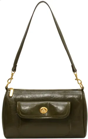 Shoulder Bag for Women - Green Small PU Leather Clutch Purse Adjustable Hobo Crossbody Handbag with Zipper Closure