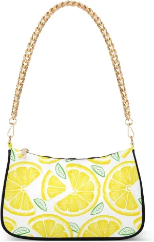 Shoulder Bag for Women Yellow Lemon Slices Hobo Purses Handbags for Women with Chain Strap