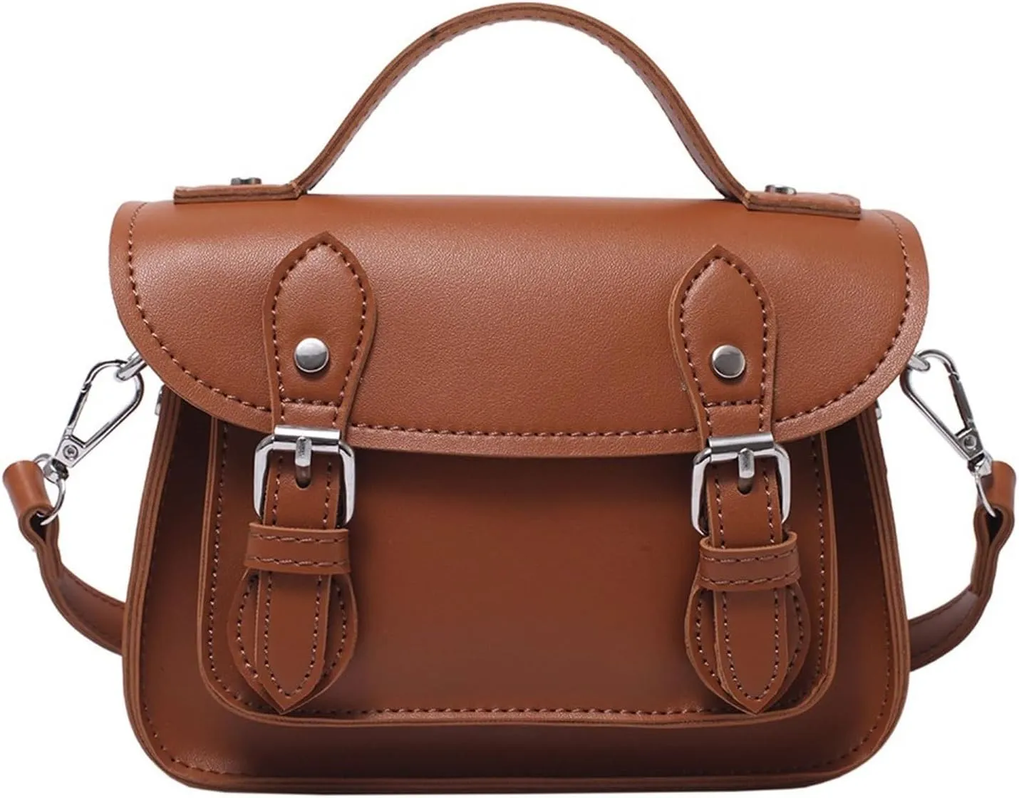 Shoulder Bag PU Leather Solid Color Casual Flap Crossbody Bag - Practical Messenger Bag for Shopping and Travel(Brown)