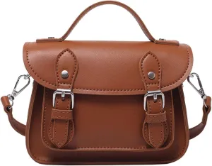 Shoulder Bag PU Leather Solid Color Casual Flap Crossbody Bag - Practical Messenger Bag for Shopping and Travel(Brown)