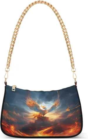 Shoulder Bags for Women Phoenix Fire Hobo Tote Handbag Small Clutch Purse with Zipper Closure