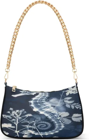 Shoulder Bags for Women Seahorse and Grass Hobo Tote Handbag Small Clutch Purse with Zipper Closure